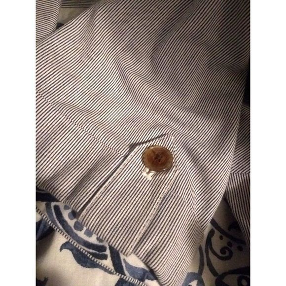 George Pinstripe 3/4 Sleeve Lined Blazer Blue Whit - Picture 5 of 5